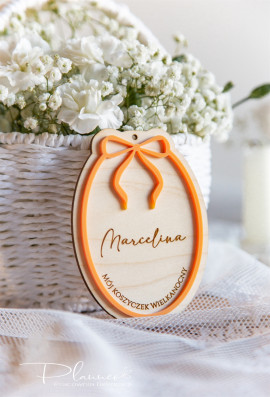 Zawieszka Jajko z kolorową kokardą pomarańczową