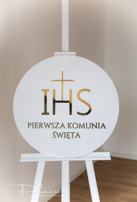 Koło IHS Pierwsza Komunia złote napisy