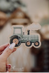 Winietka w kształcie traktorka z nadrukiem imię