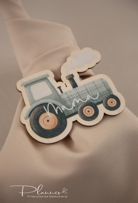 Winietka w kształcie traktorka z nadrukiem