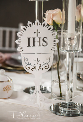 Dekoracyjny kielich IHS z plexi do postawienia