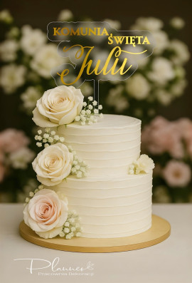 Topper Komunia Święta z nadrukowanym lustrzanym imieniem