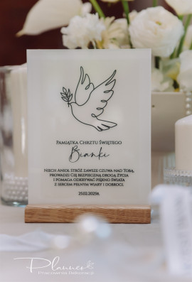 Pamiątka Chrztu Świętego tabliczka z gołębiem