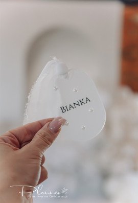 Winietka na Chrzest z perełkami z imieniem
