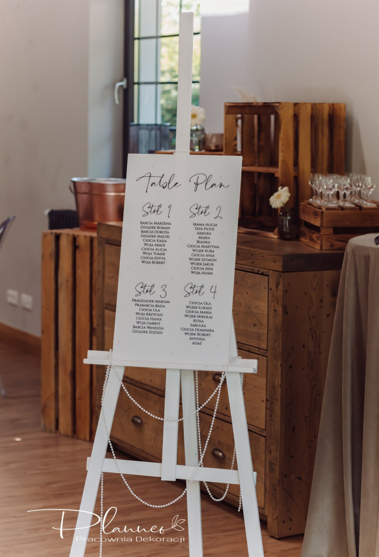 Table plan z perełkami plexi