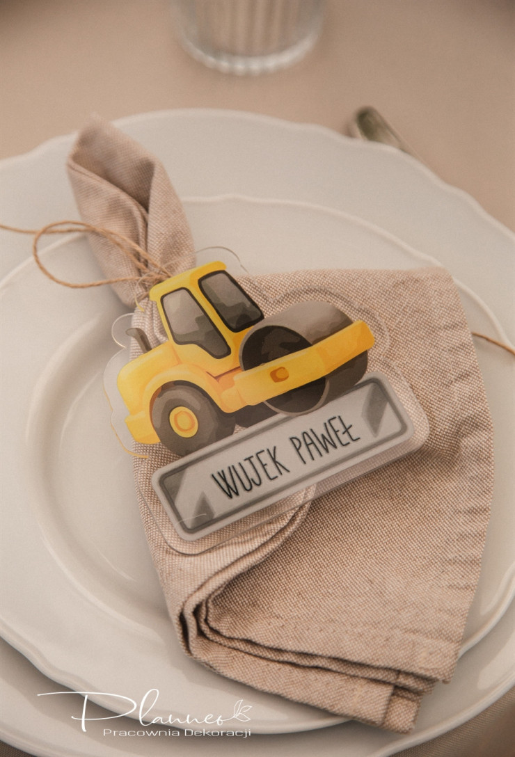 Winietka w kształcie pojazdów budowlanych Walec