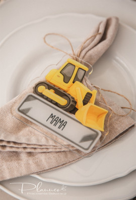 Winietka w kształcie pojazdów budowlanych Spychacz