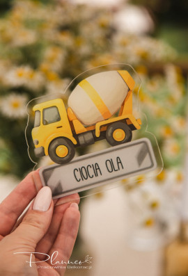 Winietka w kształcie pojazdów budowlanych Betoniarka