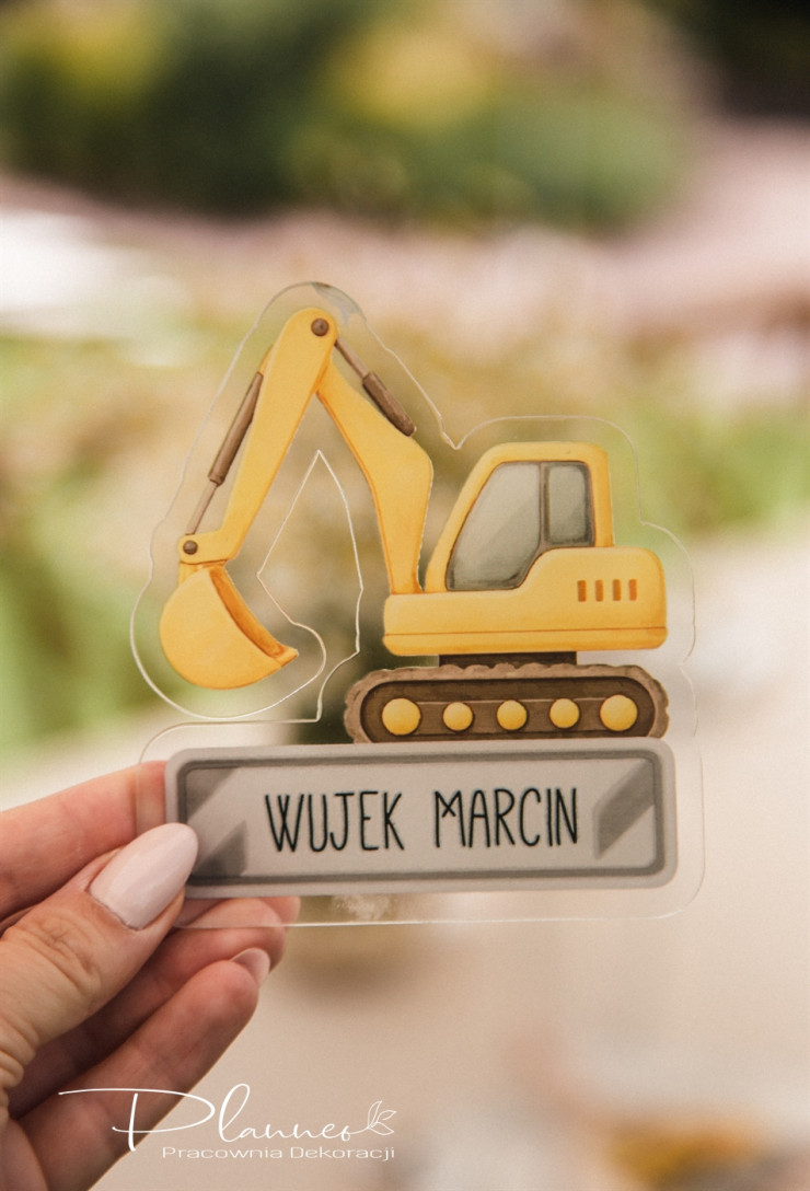 Winietka w kształcie pojazdów budowlanych Koparka