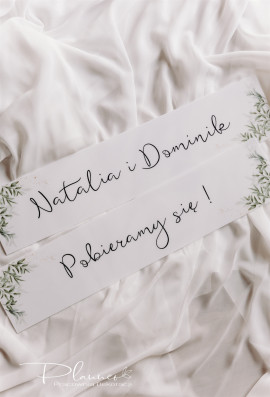 Tablica rejestracyjna elegancka Liście Pobieramy się!