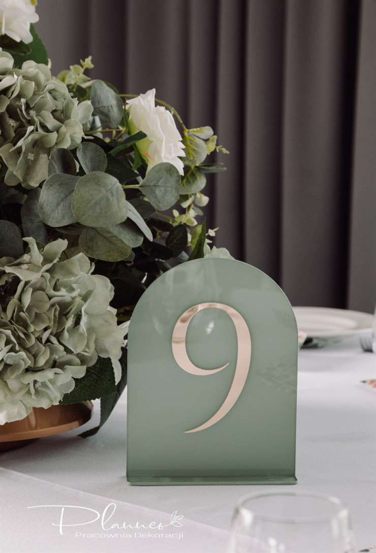 Numerki na stół weselny Zielone 9