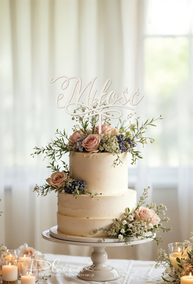 Topper Miłość Zawijasy drewno