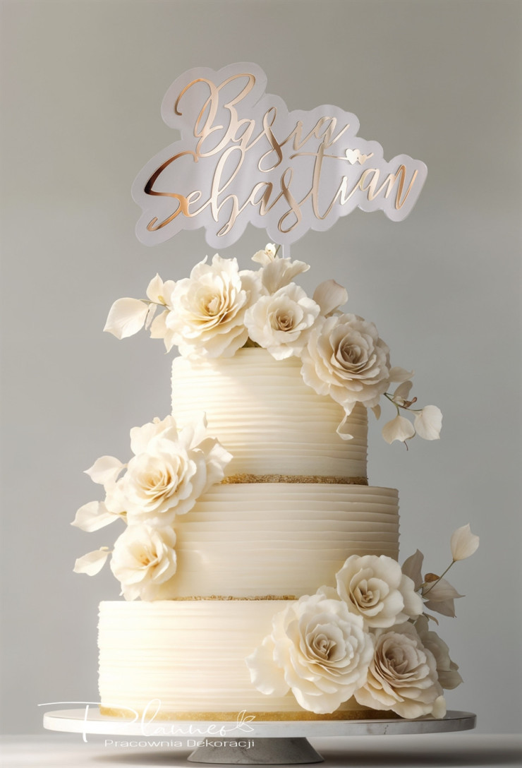 Topper imiona serduszka na plexi transparentnej