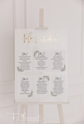 Tablica elegancka Plan Stołów z lustrzanymi napisami