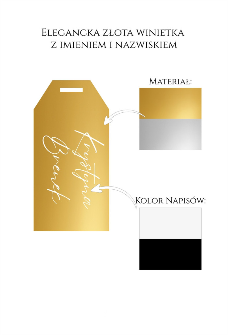 Elegancka złota winietka z imieniem i nazwiskiem wzornik