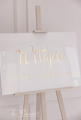 Tablica powitalna elegancka Witajcie z serduszkami