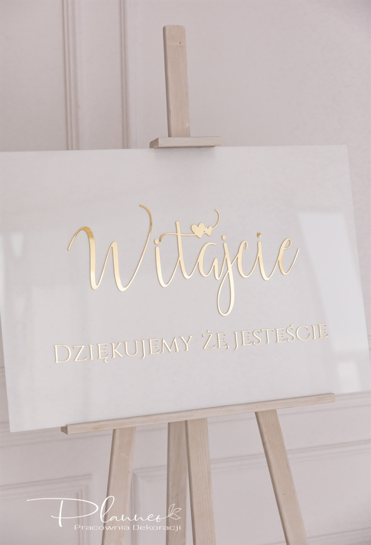 Tablica powitalna elegancka Witajcie z serduszkami