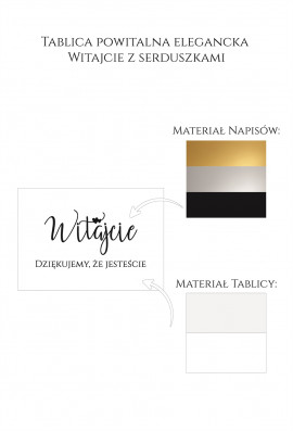 Tablica powitalna elegancka Witajcie z serduszkami wzornik