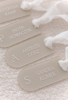 Winietka elegancka z literą na ślub beżowe