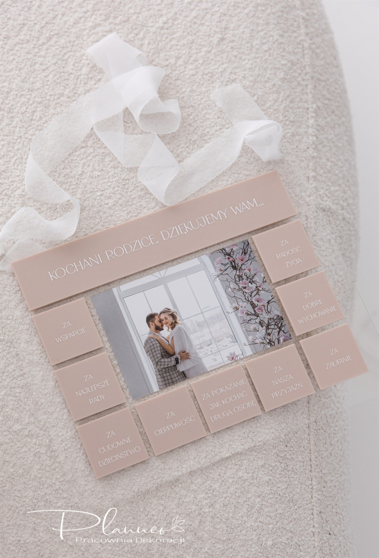 Obraz Kochani Rodzice, dziękujemy Wam za... eleganckie beżowe kafelki