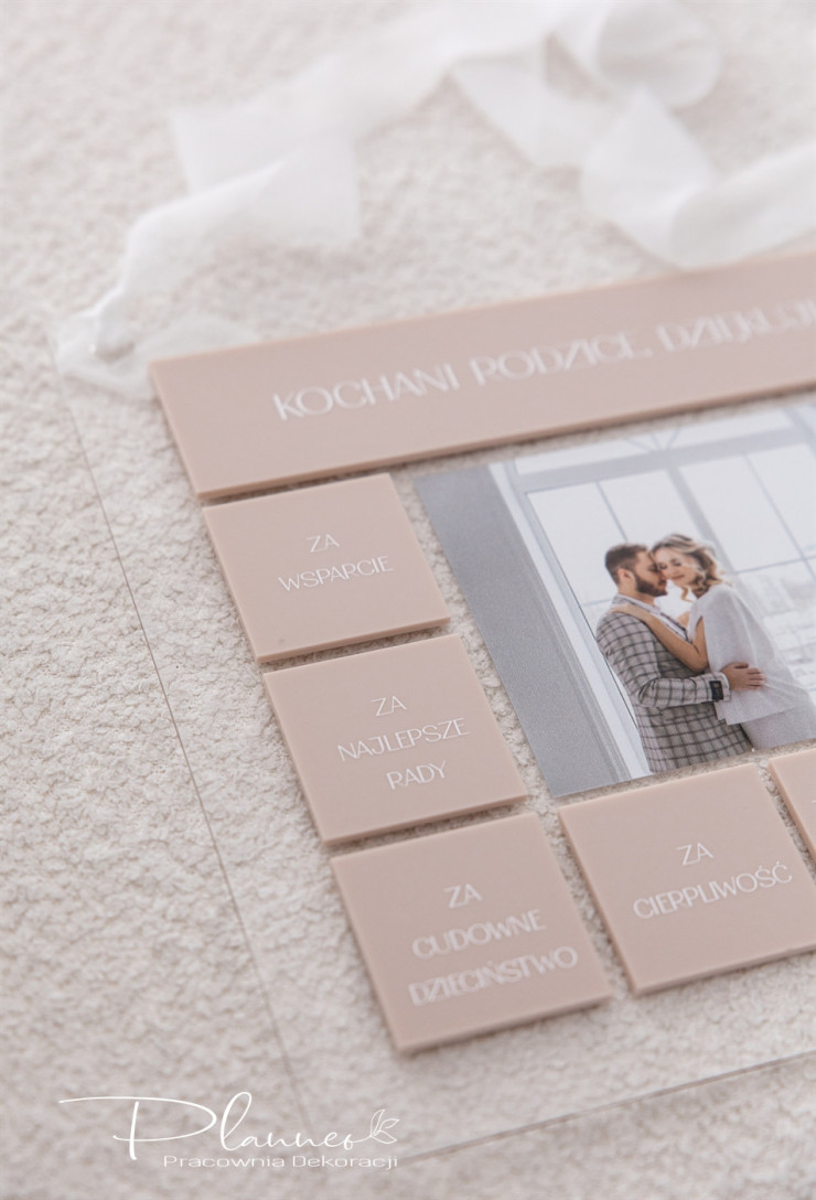 Obraz Kochani Rodzice, dziękujemy Wam za... eleganckie beżowe kafelki szkło akrylowe