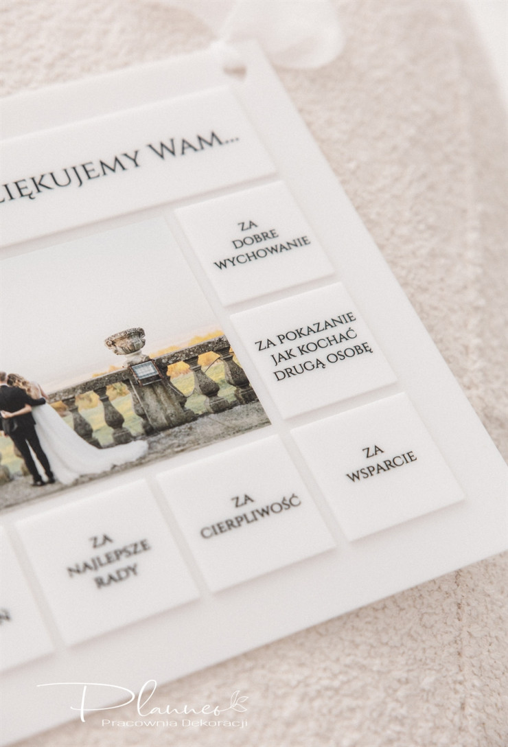 Obraz Kochani Rodzice, dziękujemy Wam za... eleganckie białe kafelki mleczne