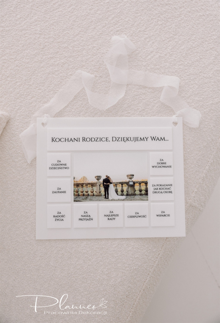 Obraz Kochani Rodzice, dziękujemy Wam za... eleganckie białe kafelki akryl