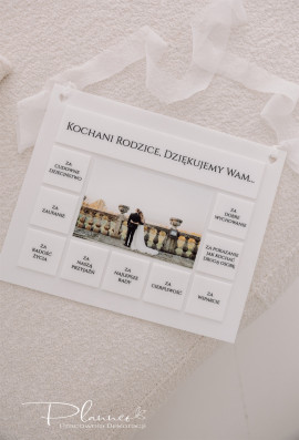 Obraz Kochani Rodzice, dziękujemy Wam za... eleganckie białe kafelki