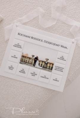 Obraz Kochani Rodzice, dziękujemy Wam za... eleganckie białe kafelki