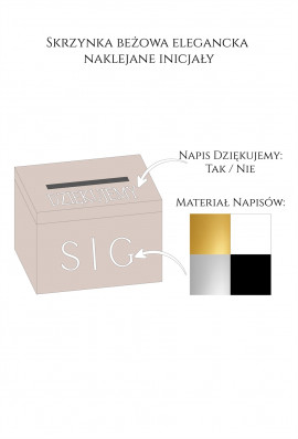 Skrzynka beżowa elegancka naklejane inicjały wzornik