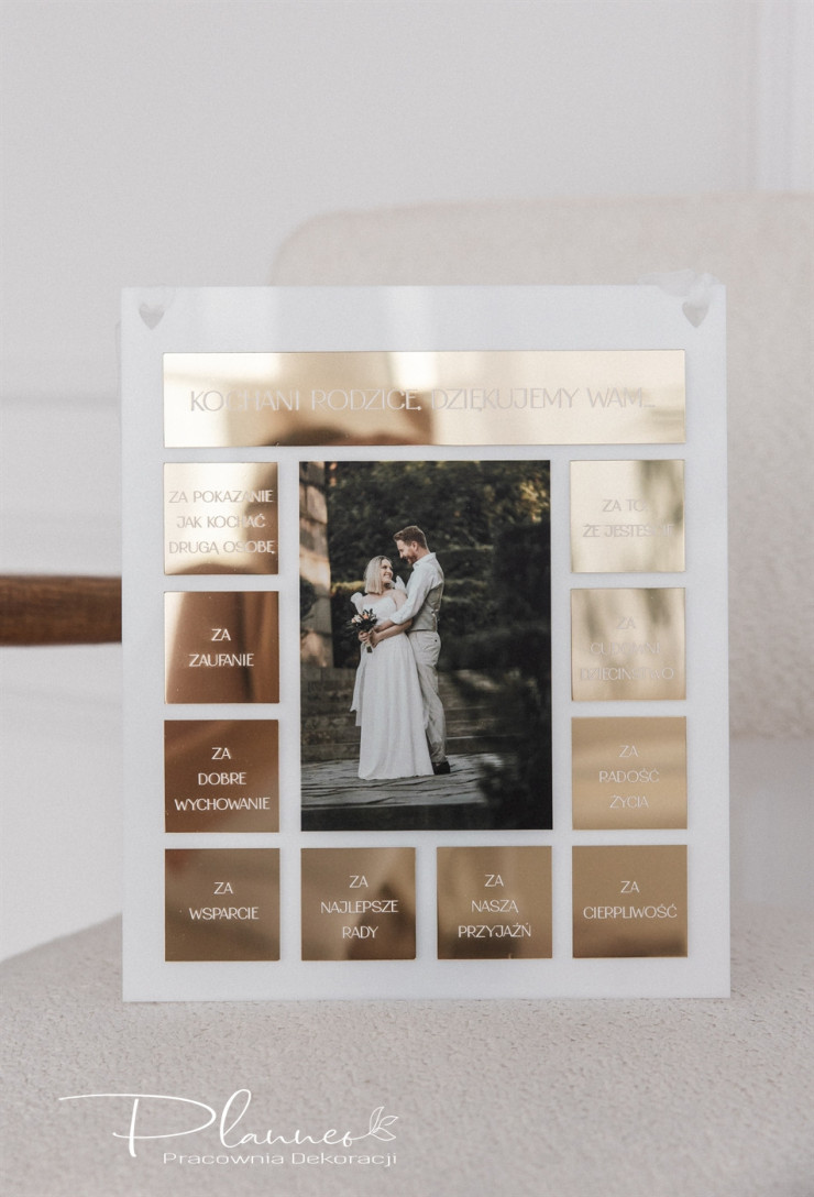 Obraz Kochani Rodzice, dziękujemy Wam za... eleganckie srebrne kafelki