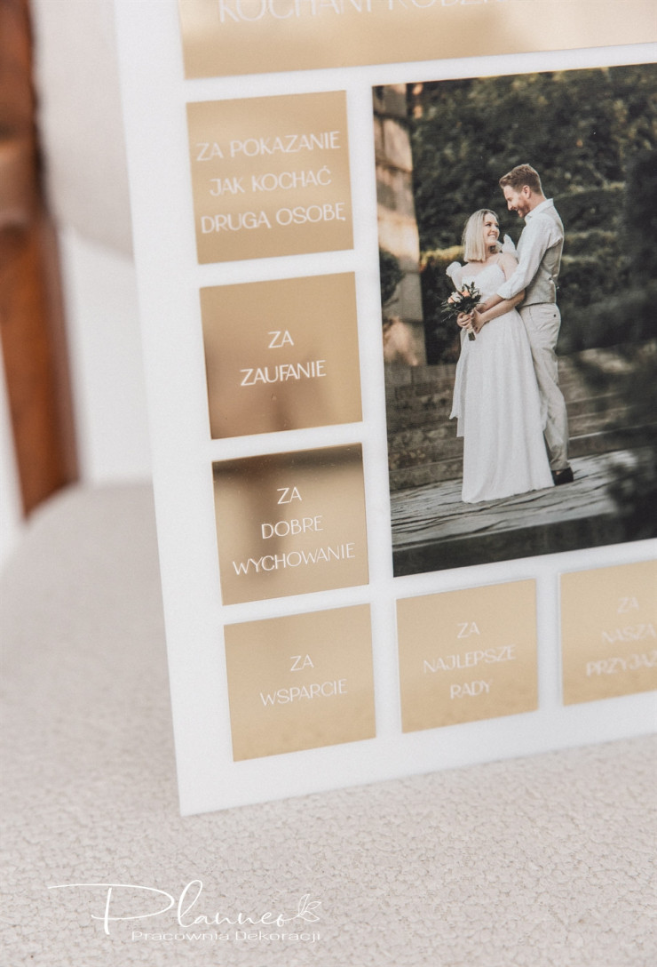 Obraz Kochani Rodzice, dziękujemy Wam za... eleganckie złote kafelki Podziękowania