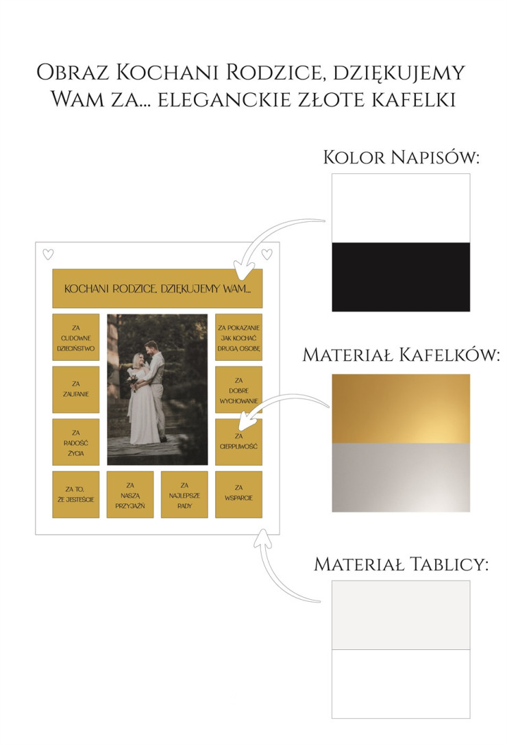 Obraz Kochani Rodzice, dziękujemy Wam za... eleganckie złote kafelki wzornik