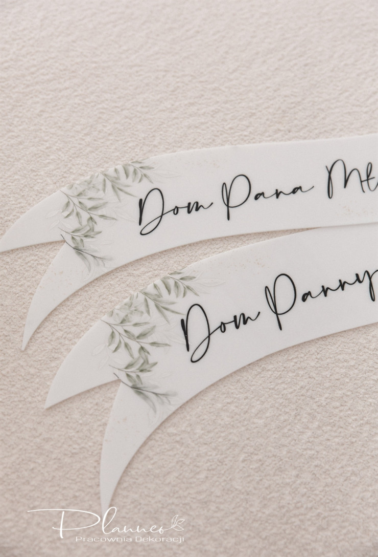 Wstęgi drukowane Dom Panny Młodej i Dom Pana Młodego eleganckie