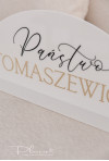 Tabliczka z nazwiskiem na stół Pary Młodej Państwo złoty napis
