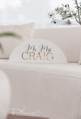 Tabliczka z nazwiskiem na stół Pary Młodej Mr Mrs