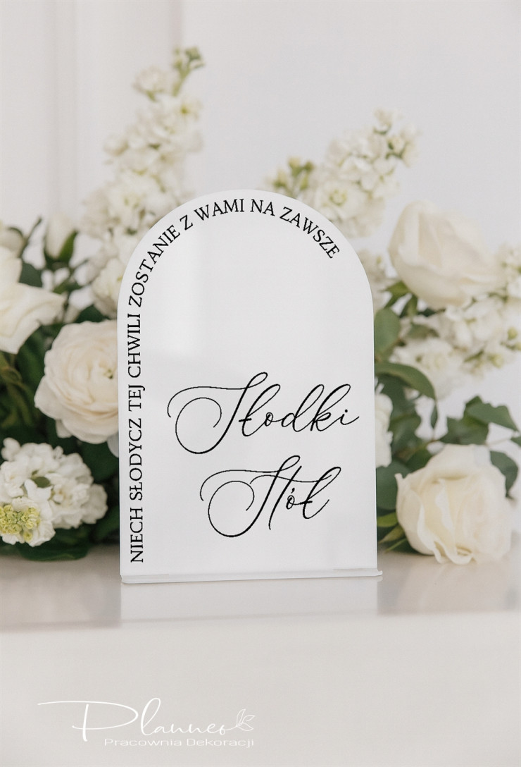 Tabliczka do postawienia elegancka z cytatem Słodki Stół