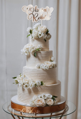 Topper Imiona Zawijasy z sercem na plexi transparentnej tort