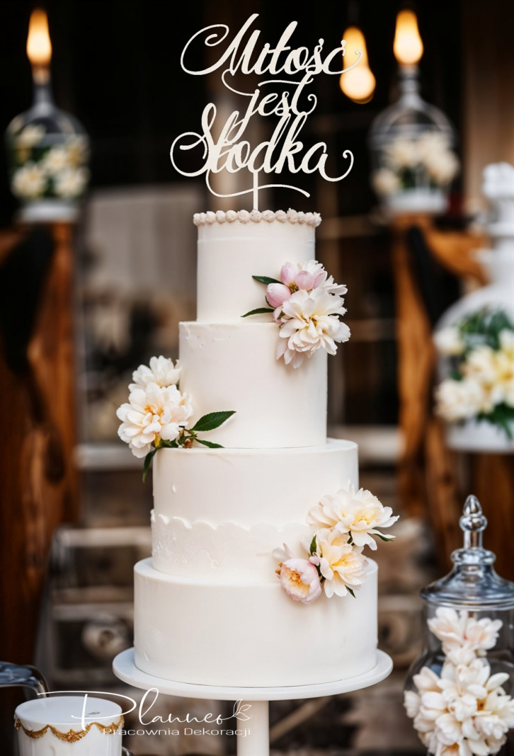 Topper Miłość jest słodka z zawijasami