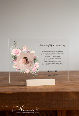 Podziękowania dla Chrzestnych ramka z kwiatkami