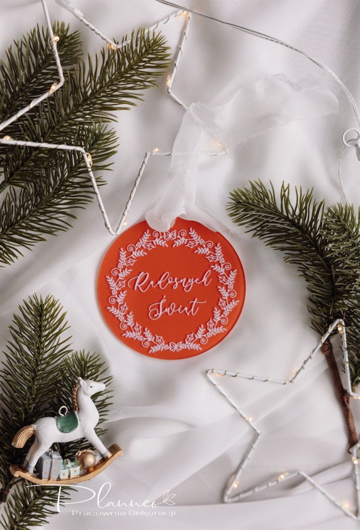 Bombki akrylowe z Twoim Logo czerwone