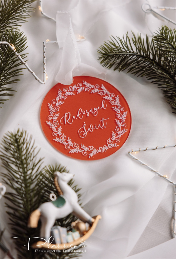 Bombki akrylowe z Twoim Logo kolorowe Radosnych Świąt