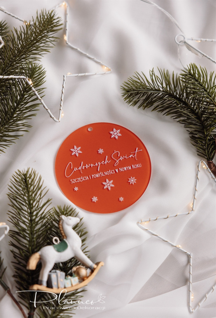 Bombki akrylowe z Twoim Logo czerwone wzory