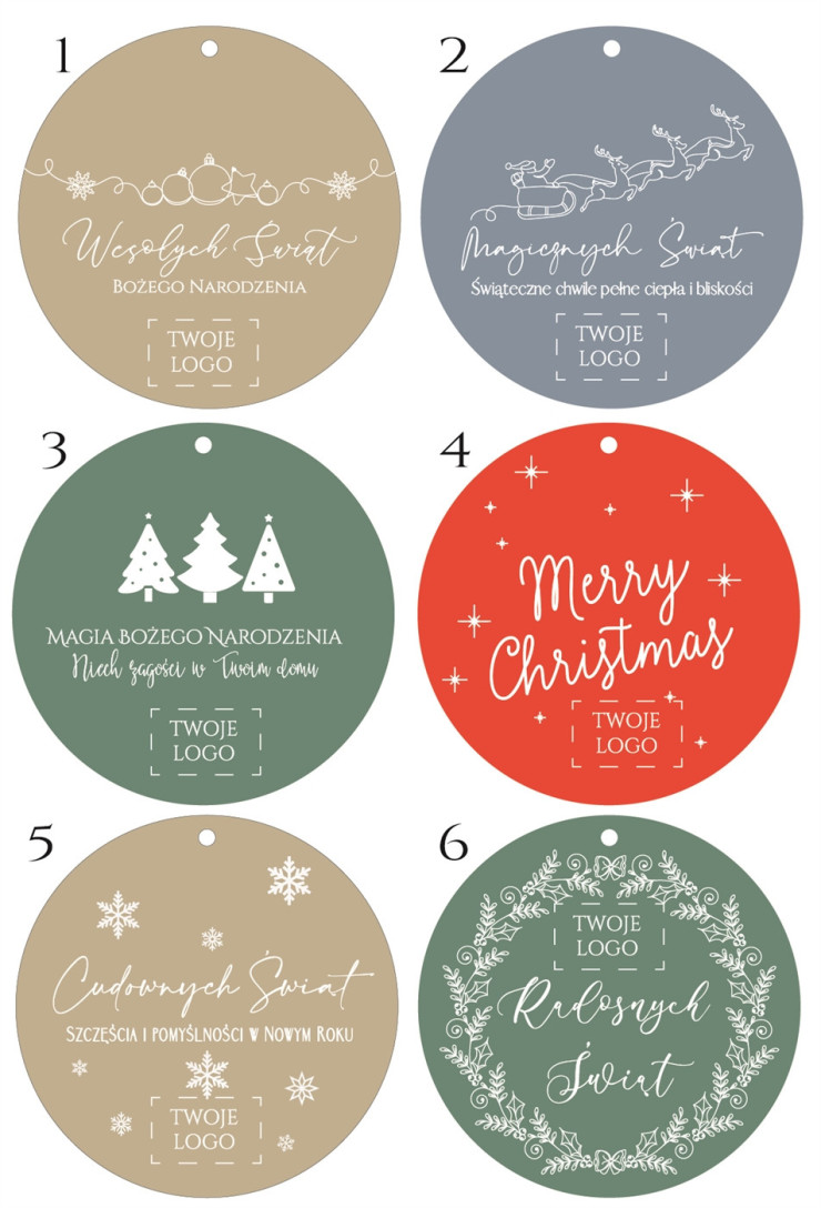 Bombki akrylowe z Twoim Logo kolorowe wzornik