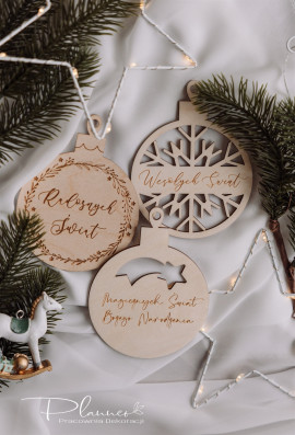 Bombki drewniane z grawerem Twoim Logo