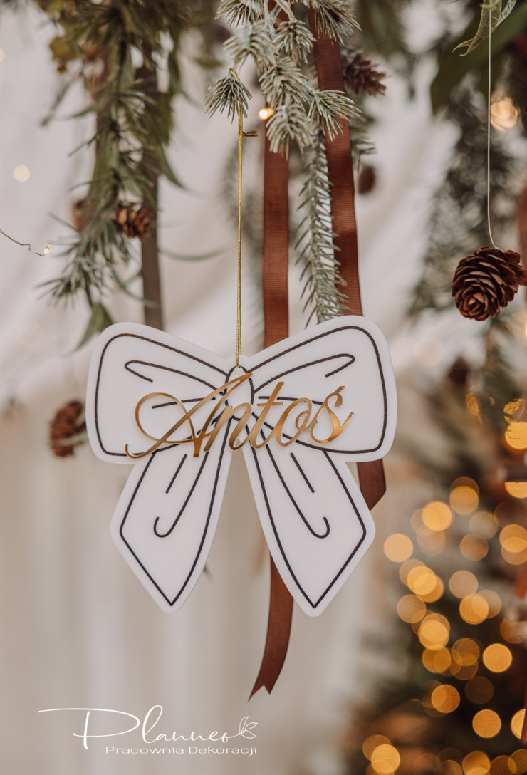 Bombka kokarda z imieniem plexi