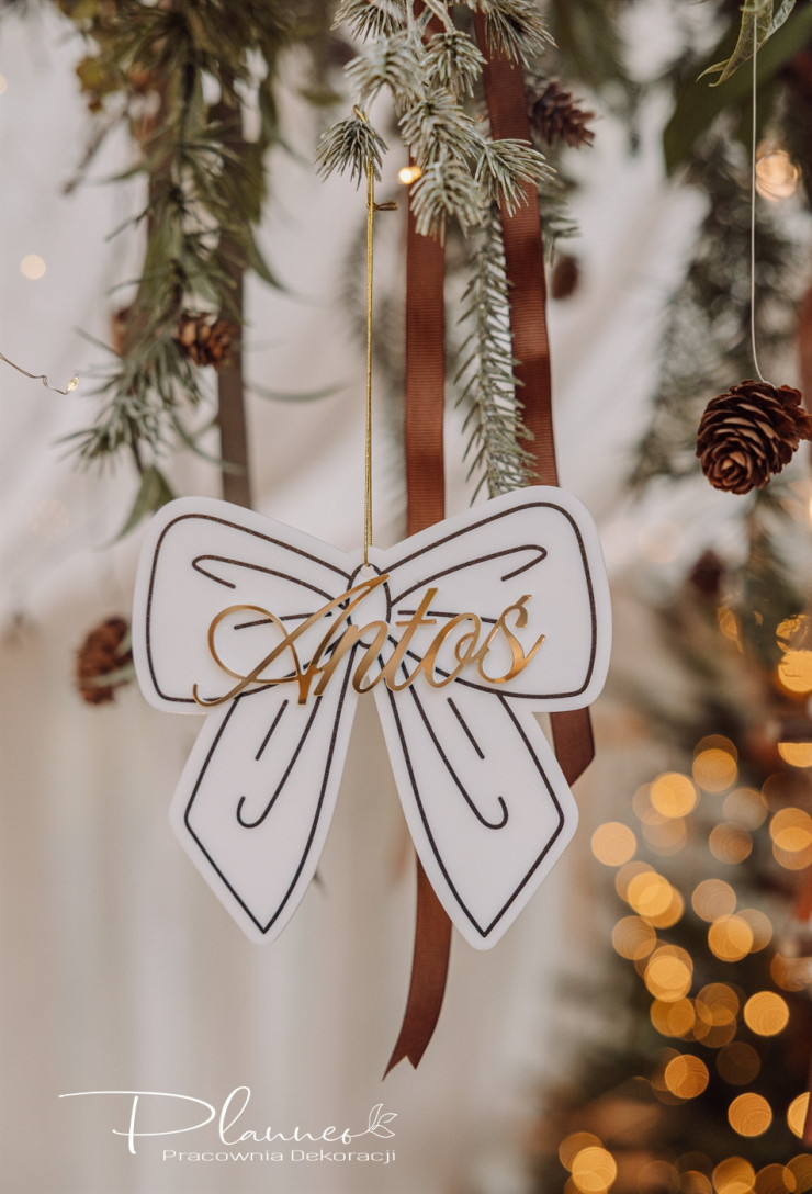 Bombka kokarda z imieniem plexi