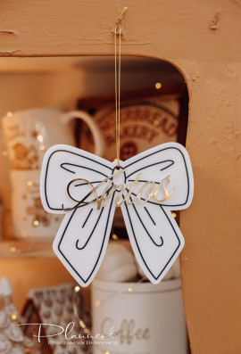 Bombka kokarda z imieniem plexi złoty napis