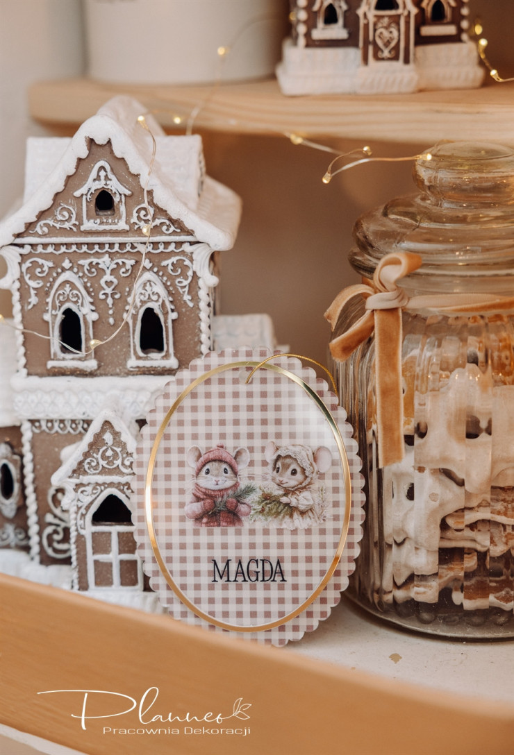 Bombka Kratka Świąteczna beżowa