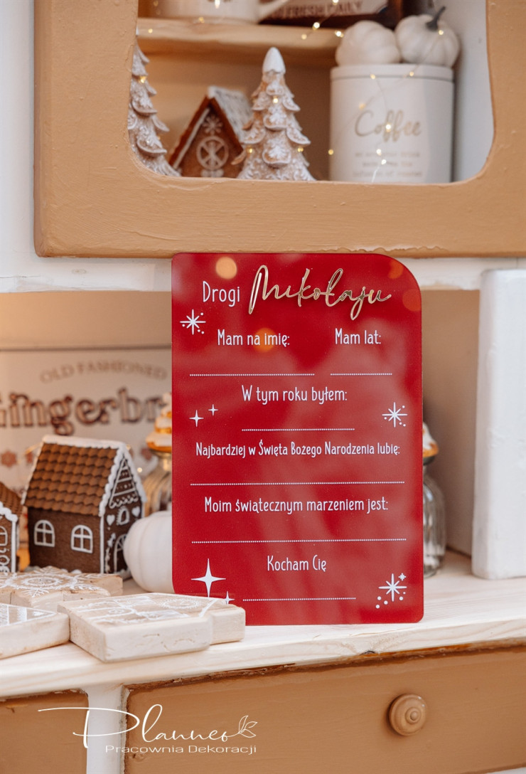 Tabliczka akrylowa do Świętego Mikołaja czerwona